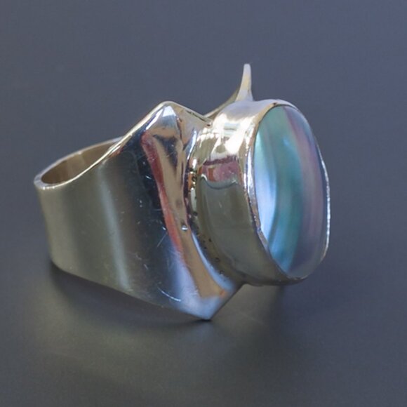 DTR (Jay King) Sterling Mother-of-Pearl Shield Ring — Size 7.25 - Picture 3 of 15
